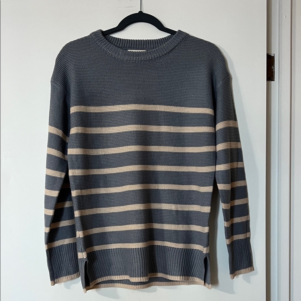 Women’s Gray and Tan Striped Sweater